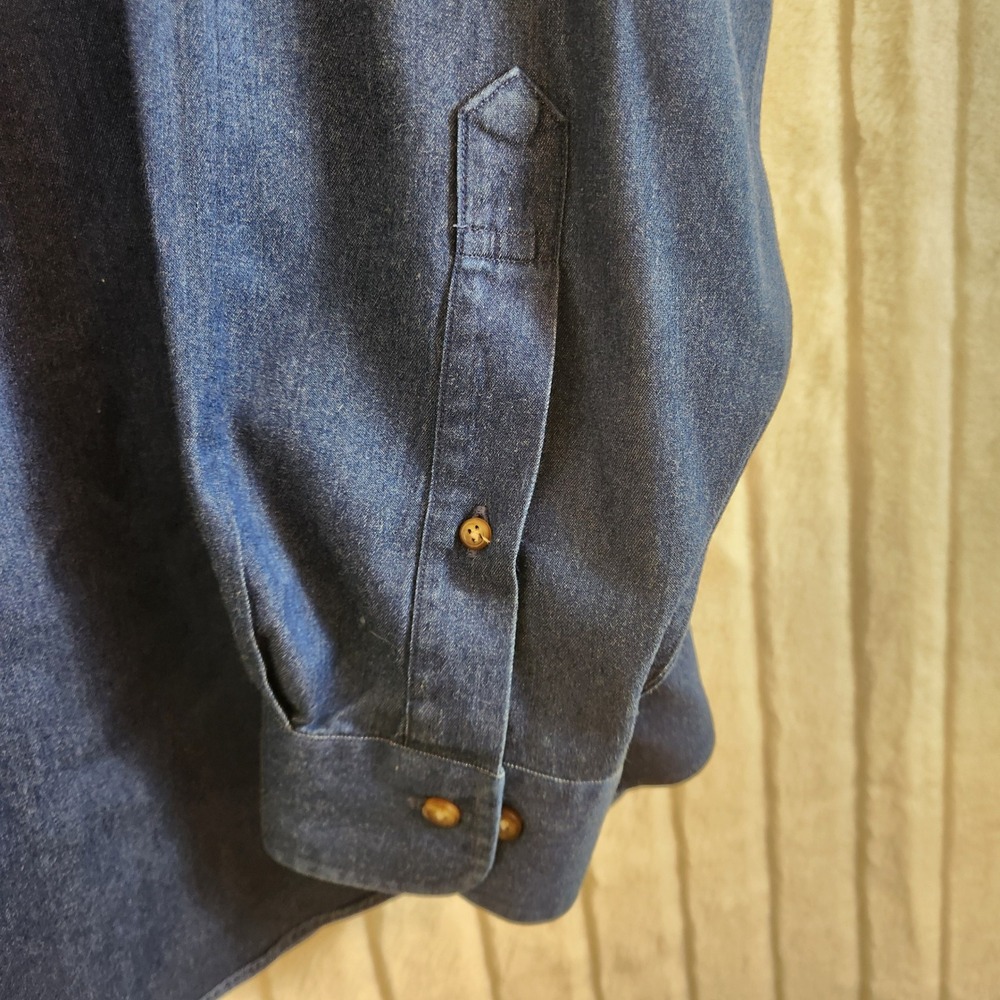 Brooks Brothers 346 Mens XL Blue Denim Long Sleeve Button Down Shirt All Cotton - Picture 8 of 12